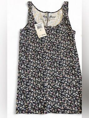 NWT Lucky Brand Navy Blue Floral Cotton Tank Top Size Medium
